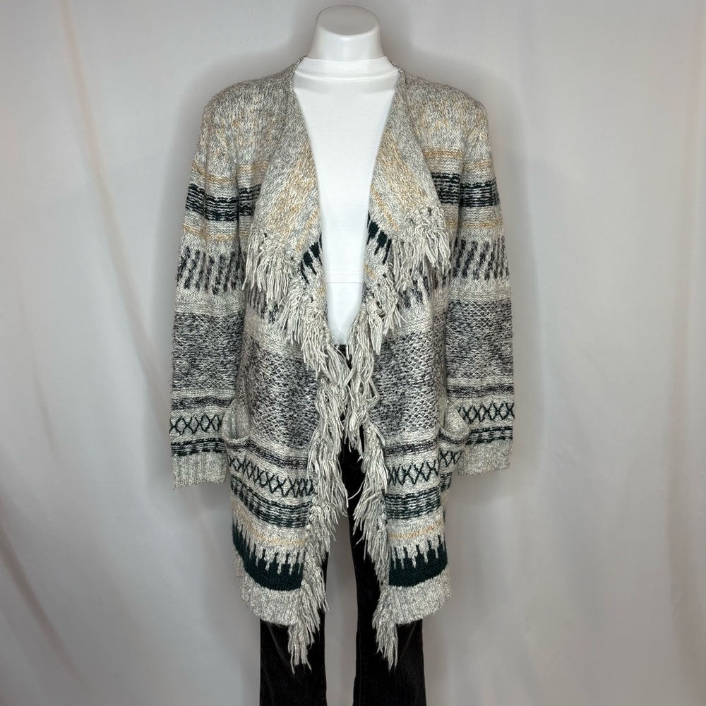 CAbi Women's Shetland Fringe Open Cardigan Sweater, XXS